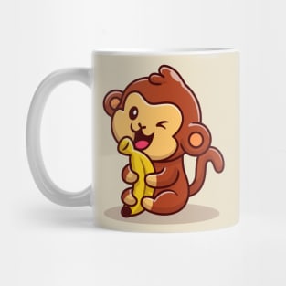 Cute Monkey Holding Banana Mug